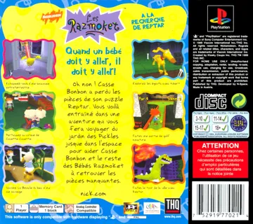 Nickelodeon Les Razmoket - A la Recherche de Reptar (FR) box cover back